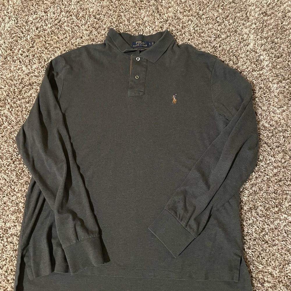 Polo by Ralph Lauren Men's Dark Gray Long Sleeve Polo